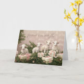 Nostalgische Vreedzame Kerst Lammetjes Kaart (Gele Bloem)