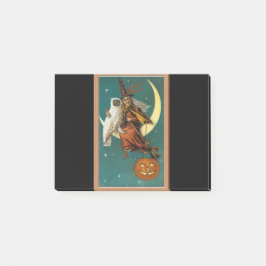 Nostalgische vrolijke Halloween heks en uil Post-it® Notes