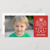 Nostalgische vrolijke kerst RED-typografie Feestdagenkaart (Voorkant / Achterkant)