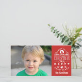 Nostalgische vrolijke kerst RED-typografie Feestdagenkaart (Staand voorkant)