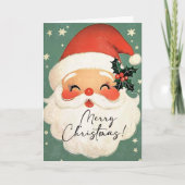 Nostalgische vrolijke kerst Schattigee kerstman ge Feestdagen Kaart (Voorkant)