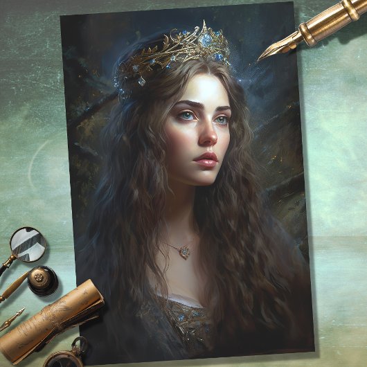 Nostalgische vrouw met Tiara 1 Decoupage papier