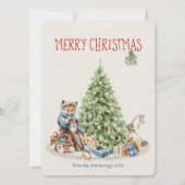 Nostalgische Waterverf Animal Christmas Kaart (Voorkant)