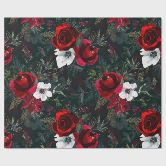 Nostalgische Waterverf Kerstmis Cadeaupapier (Vlak)