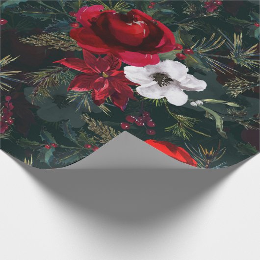 Nostalgische Waterverf Kerstmis Cadeaupapier (Hoek)