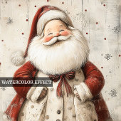 Nostalgische waterverf rode witte Kerstman Feestdagenkaart