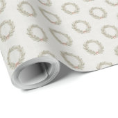 Nostalgische waterverf stijl kerstkrans cadeaupapier (Rol Hoek)
