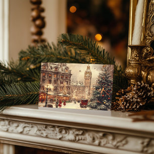 Nostalgische winter in Londen Feestdagenkaart