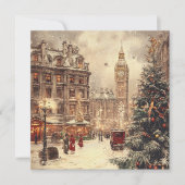 Nostalgische winter in Londen Kerstmis Feestdagenkaart (Voorkant)