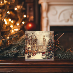 Nostalgische Winter in Londen Kerstmis Feestdagenkaart