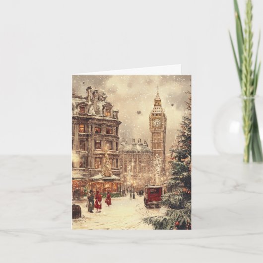 Nostalgische Winter in Londen Klassieker Kaart (Voorkant)