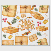 Nostalgische Winter Kaneel Dennen Kerstmis Cadeaupapier (Vlak)