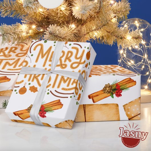 Nostalgische Winter Kaneel Dennen Kerstmis Cadeaupapier