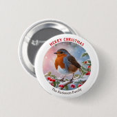 Nostalgische Winter Roodborst Kerstmis Ronde Button 5,7 Cm (Voorkant /achterkant)