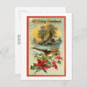 Nostalgische  winterscène en kerst Holly Briefkaart (Voorkant / Achterkant)