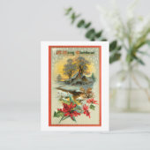 Nostalgische  winterscène en kerst Holly Briefkaart (Staand voorkant)