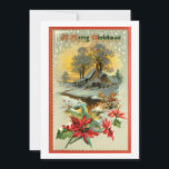 Nostalgische  winterscène en kerst Holly Feestdagenkaart<br><div class="desc">Charmant en nostalgisch vreedzaam rustisch boerderij in de winter bij zonsondergang met vijver,  bomen,  sneeuw en heilig met een prettige kerstgroet in oud Engels schrift. De rug kenmerkt complementaire grafiek en editable tekstgebieden.</div>