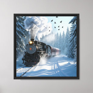 Nostalgische wintertreinreis canvas afdruk