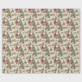 Nostalgische Woodland Santa Cadeaupapier (Vlak)