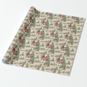 Nostalgische Woodland Santa Cadeaupapier (Uitgerold)