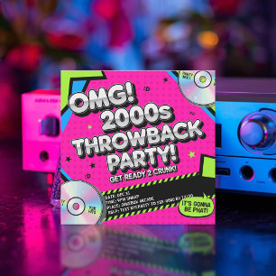 Nostalgische Y2K Throwback oudejaarsfeest Kaart