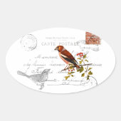 Nostalgisches Motiv  mit Vogel Ovale Sticker (Voorkant)