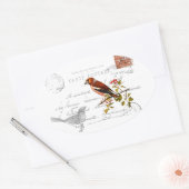 Nostalgisches Motiv  mit Vogel Ovale Sticker (Envelop)