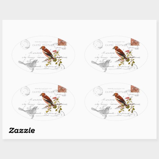 Nostalgisches Motiv  mit Vogel Ovale Sticker (Vel)