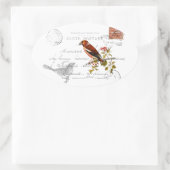 Nostalgisches Motiv  mit Vogel Ovale Sticker (Tas)