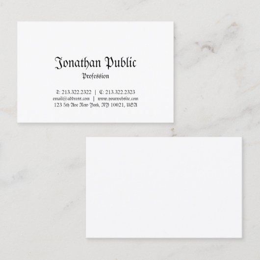 Nostalgy Elegant Classic look  Plain Chic Visitekaartje (Voorkant / Achterkant)