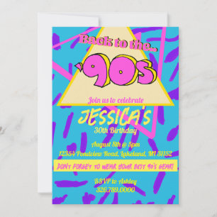 Nostaligic Throwback Birthday Invitation 90 Kaart