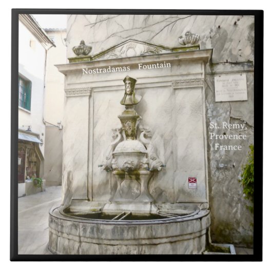 Nostradamas Fountain, St Remy, France Ceramic Tile Tegeltje (Voorkant)