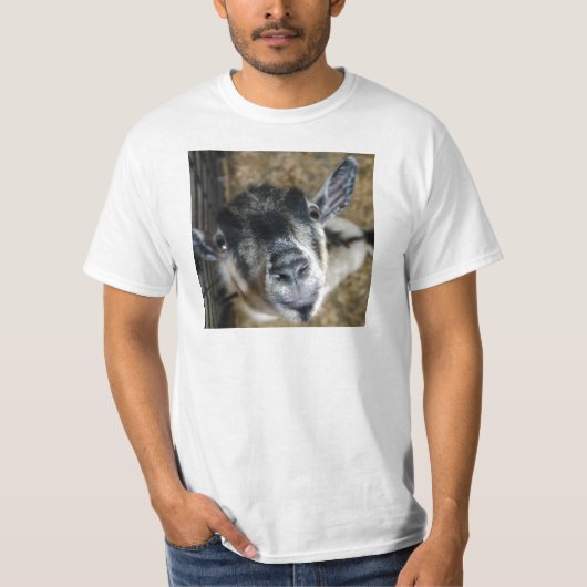 Nosy Goat die naar boven kijkt T-shirt (Voorkant)