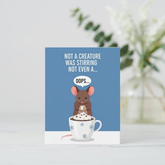 Not a Creature Stirring Funny Xmas Mouse Feestdagenkaart (Staand voorkant)