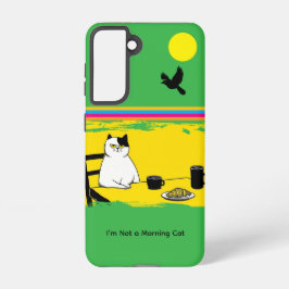 Not a Morning Cat Grumpy Cat Galaxy Case – Green Samsung Galaxy Hoesje