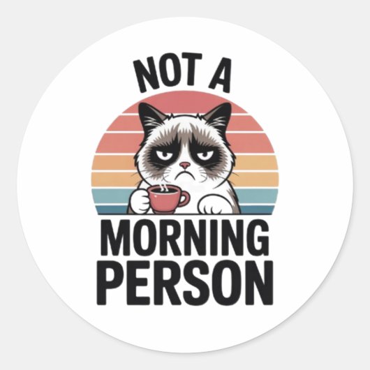Not A Morning Person Grumpy Cat Funny Sticker Cat  (Voorkant)