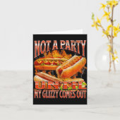 Not A Party Until Glizzy Funny Wiener Hot Dog Meme Kaart (Gele Bloem)