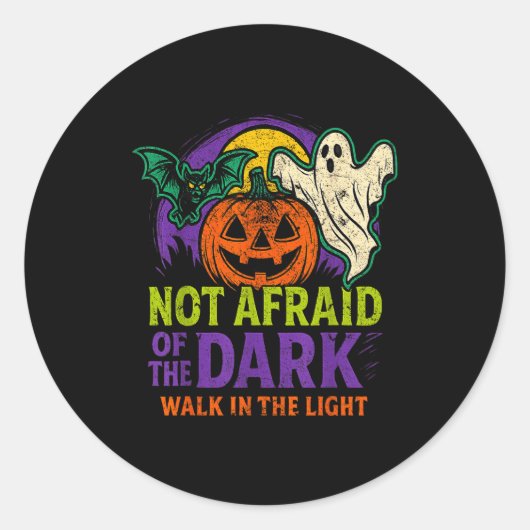 Not Afraid Of The Dark Walk In The Light Christian Ronde Sticker (Voorkant)
