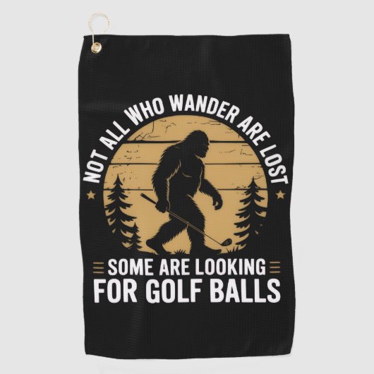 Not all Who Wander Are Lost Funny Bigfoot Golfing  Golfhanddoek (Voorkant)