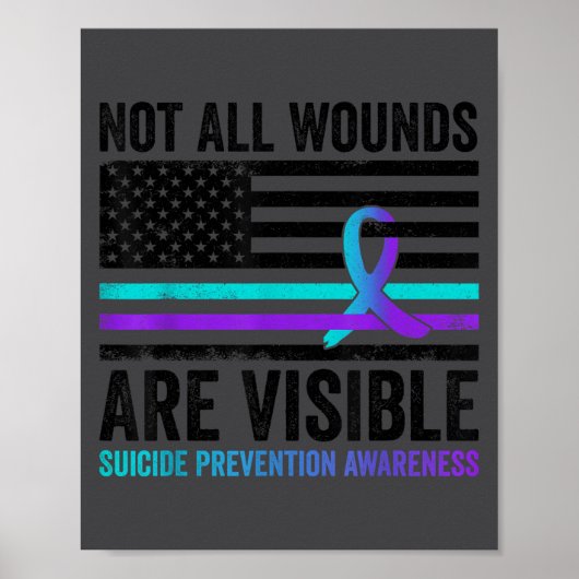 Not All Wounds Are Visible American Flag Suicide P Poster (Voorkant)