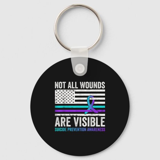Not All Wounds Are Visible American Flag Suicide P Sleutelhanger (Voorkant)