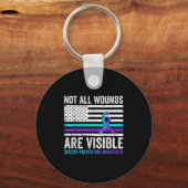 Not All Wounds Are Visible American Flag Suicide P Sleutelhanger (Voorkant)