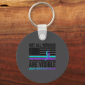 Not All Wounds Are Visible American Flag Suicide P Sleutelhanger (Voorkant)