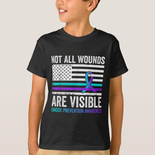 Not All Wounds Are Visible American Flag Suicide P T-shirt (Voorkant)