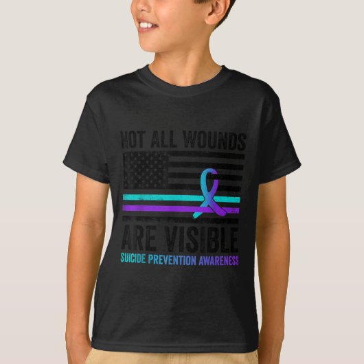 Not All Wounds Are Visible American Flag Suicide P T-shirt (Voorkant)