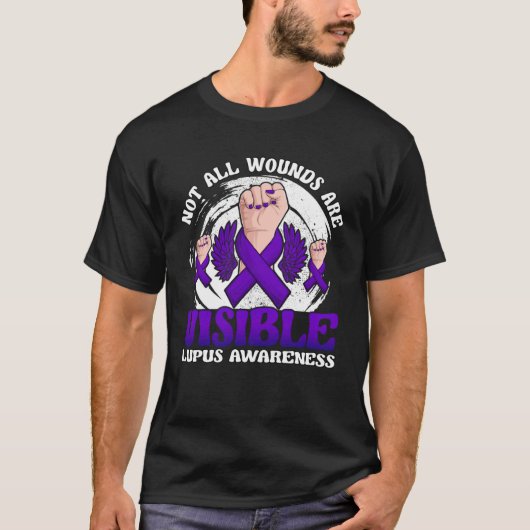 Not All Wounds Are Visible Lupus Warrior Purple Ri T-shirt (Voorkant)