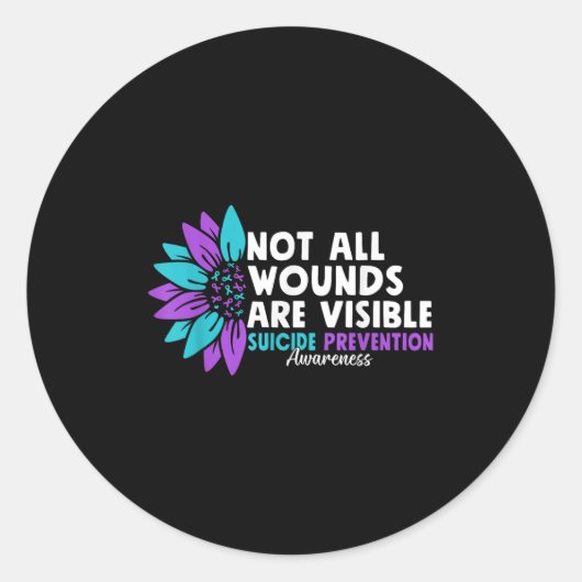 Not All Wounds Are Visible Suicide Awareness Menta Ronde Sticker (Voorkant)