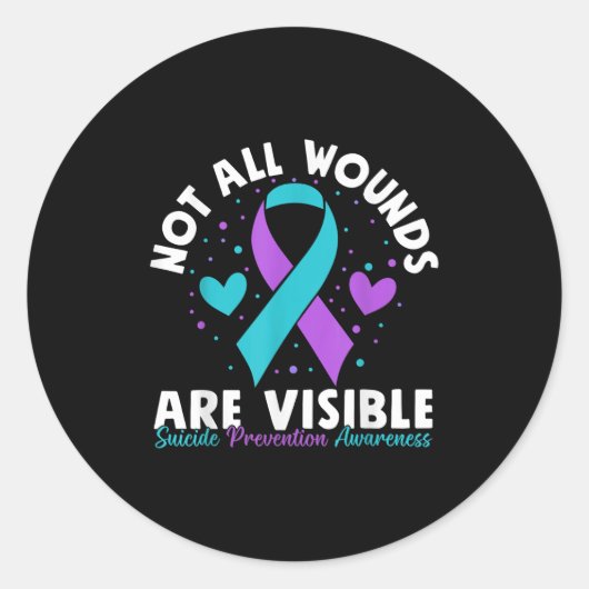 Not All Wounds Are Visible Suicide Awareness Menta Ronde Sticker (Voorkant)