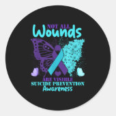 Not All Wounds Are Visible Suicide Awareness  Ronde Sticker (Voorkant)