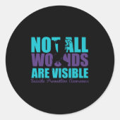 Not All Wounds Are Visible Suicide Prevention Awar Ronde Sticker (Voorkant)